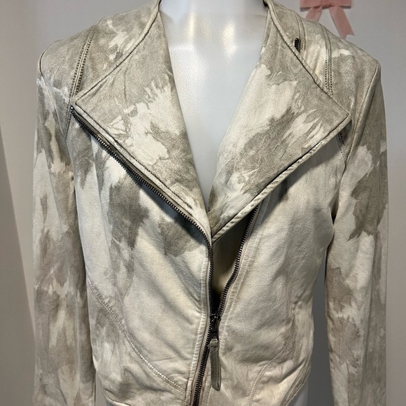 Marrakech Marci Moto Jacket Evereve Tie Dye Animal Print Cream Gray - Picture 9 of 14